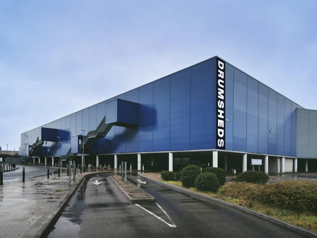 a mockup of the Drumsheds exterior as it would look after taking over the IKEA
