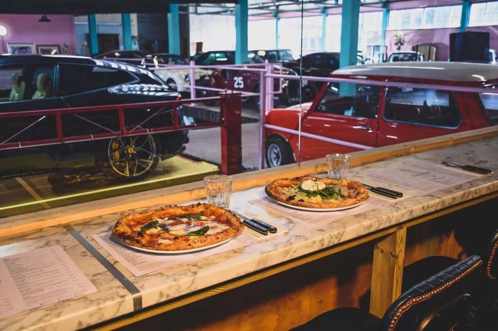 two examples of some of the best pizza in london at santa maria's Brentford location