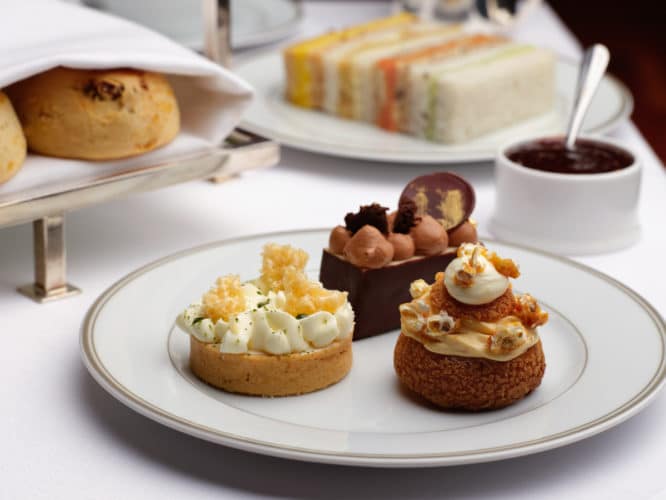 A selection of delicious cakes served for afternoon tea at The Beaumont in Central London
