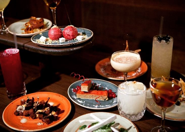 A selection of delicious desserts and lovely cocktails at Basement Sate bar 