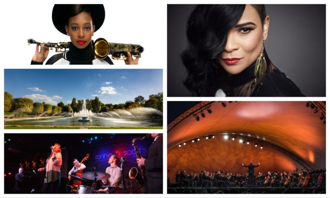 A selection of artists playing at a Battersea Park in London
