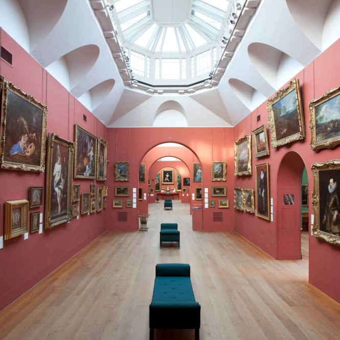 The pink interior of the Dulwich Picture Gallery, one of the best London art galleries