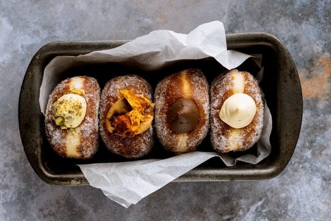 Four delectable donuts from Bread Ahead, one of the best bakeries in London