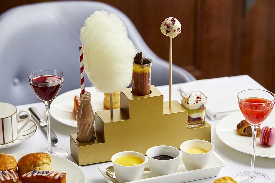 An incredible array of intricate cakes and drinks at for the Charlie and the Chocolate Factory-themed afternoon tea