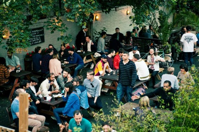 The back garden of The Crooked Billet in Clapton, East London