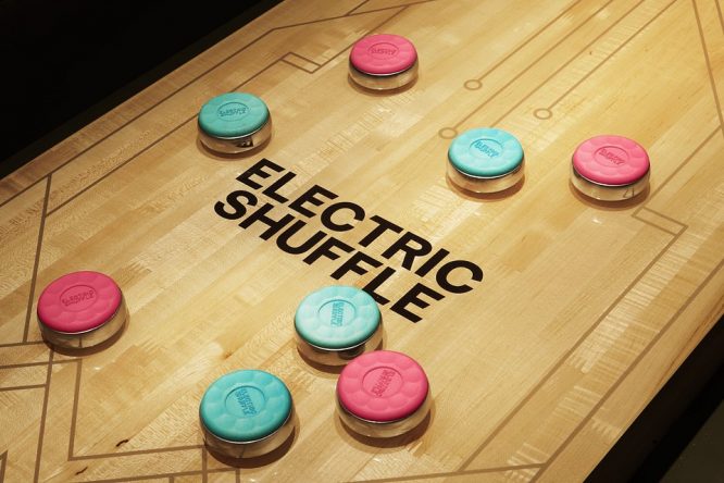 A shuffleboard at Electric shuffle in London