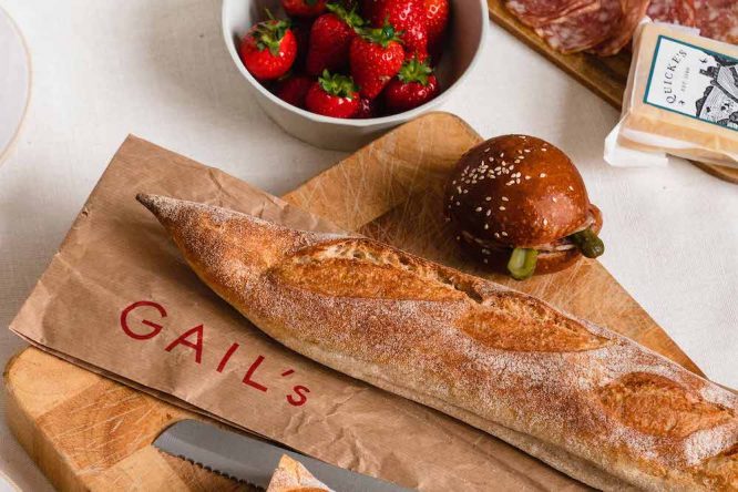 Some delicious bread with strawberries and a brioche bun served at Gail's Bakery, one of the best bakeries in London