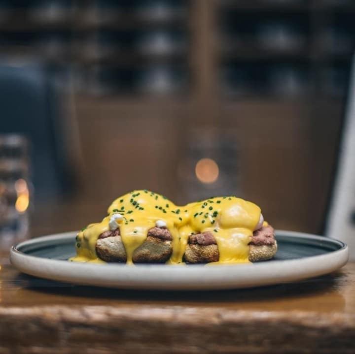 A picture of some delicious eggs Benedict served at Gaucho in London