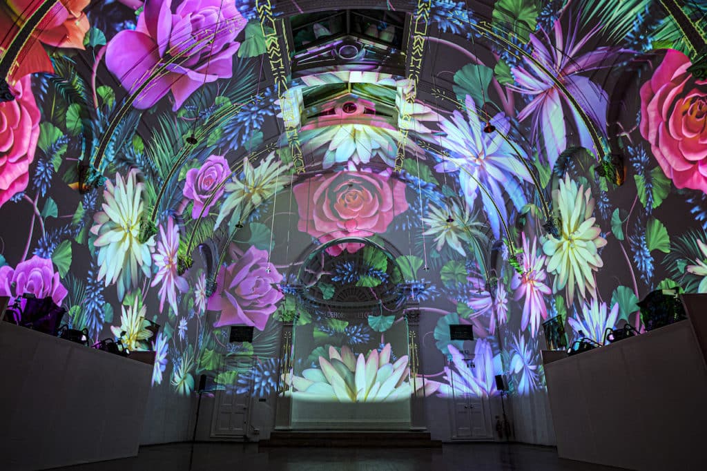 light projection at immersive light show Genesis