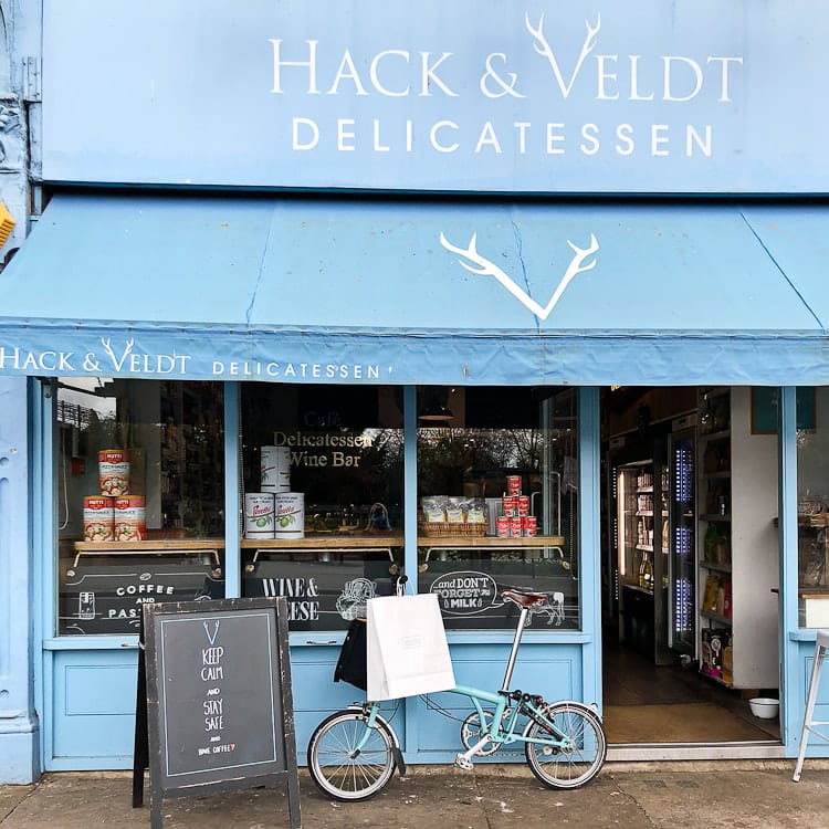 the exterior of the blue fronted hack and veldt deli