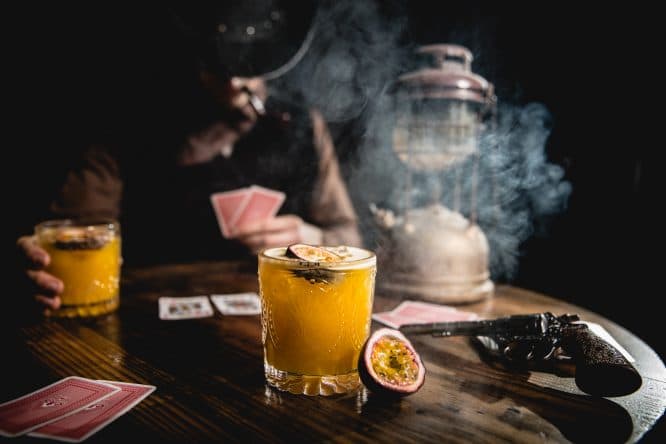 Some cocktails which have been made at the immersive Moonshine Saloon in East London