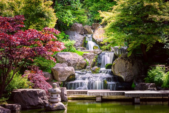 The lovely Kyoto Garden in Holland Park – a great spot for a first date in London