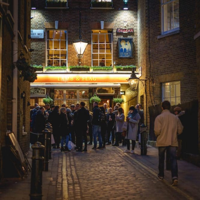 The exterior of the Lamb and Flag pub near Covent Garden in London