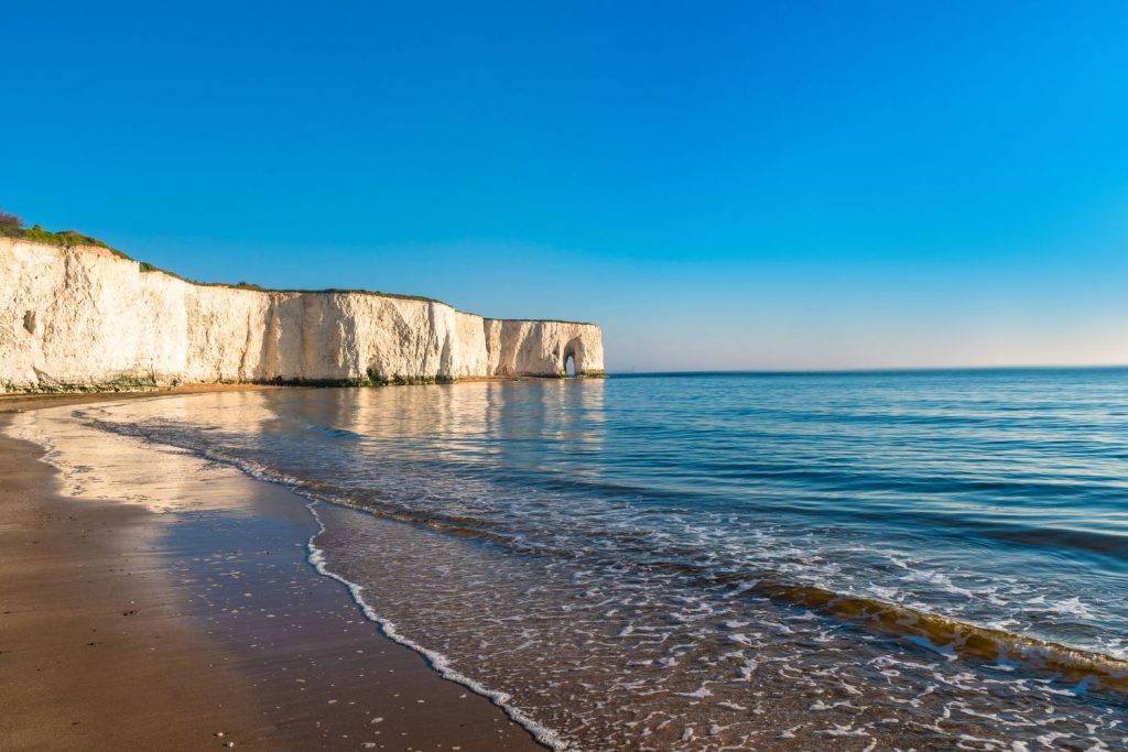 The white cliffs and bright blue skies at Botany Bay in Margate