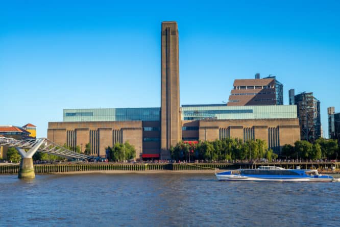 A picture of the Tate Modern surrounded by sunshine