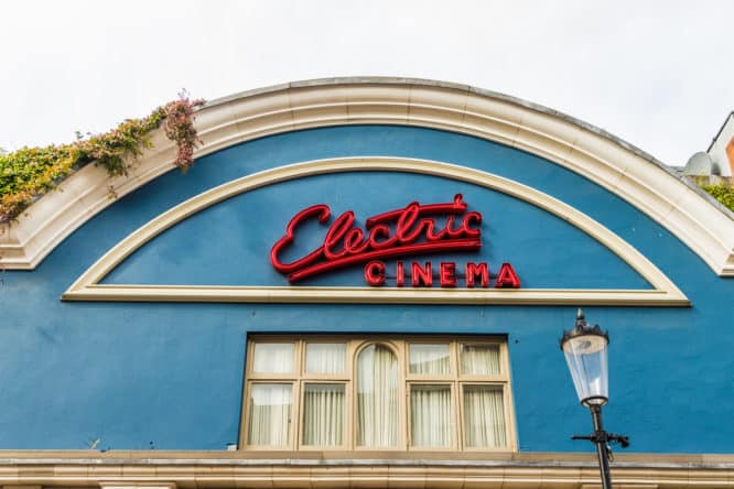 A picture of the exterior of the Electric Cinema, one of the only cinemas with beds in the UK