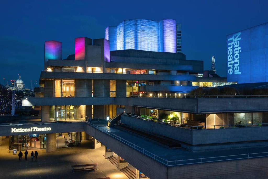 The National Theatre glowing at night