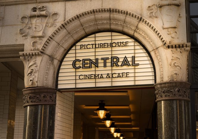 The entrance to the famous Picturehouse Central, one of the best cinemas in London
