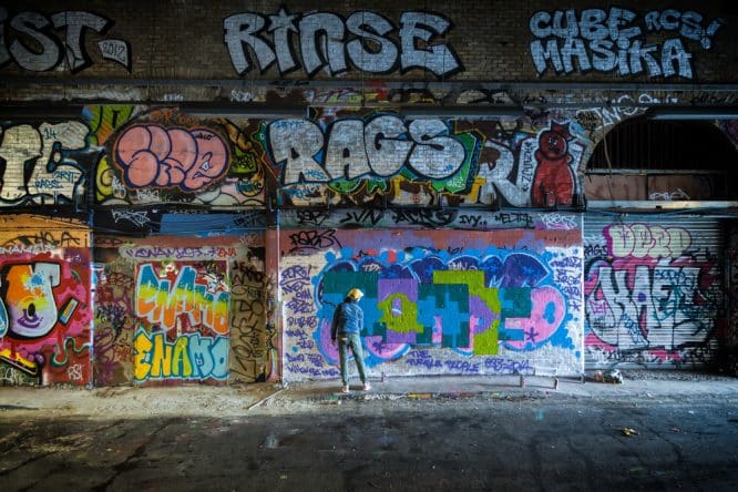 A picture of some street art in Waterloo's famous Leake Street near The VAULTS
