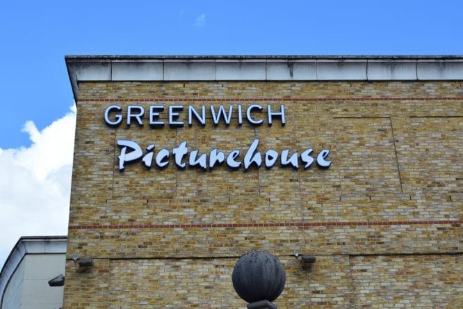 The signage on the exterior of the Greenwich Picturehouse, one of the best cinemas in London