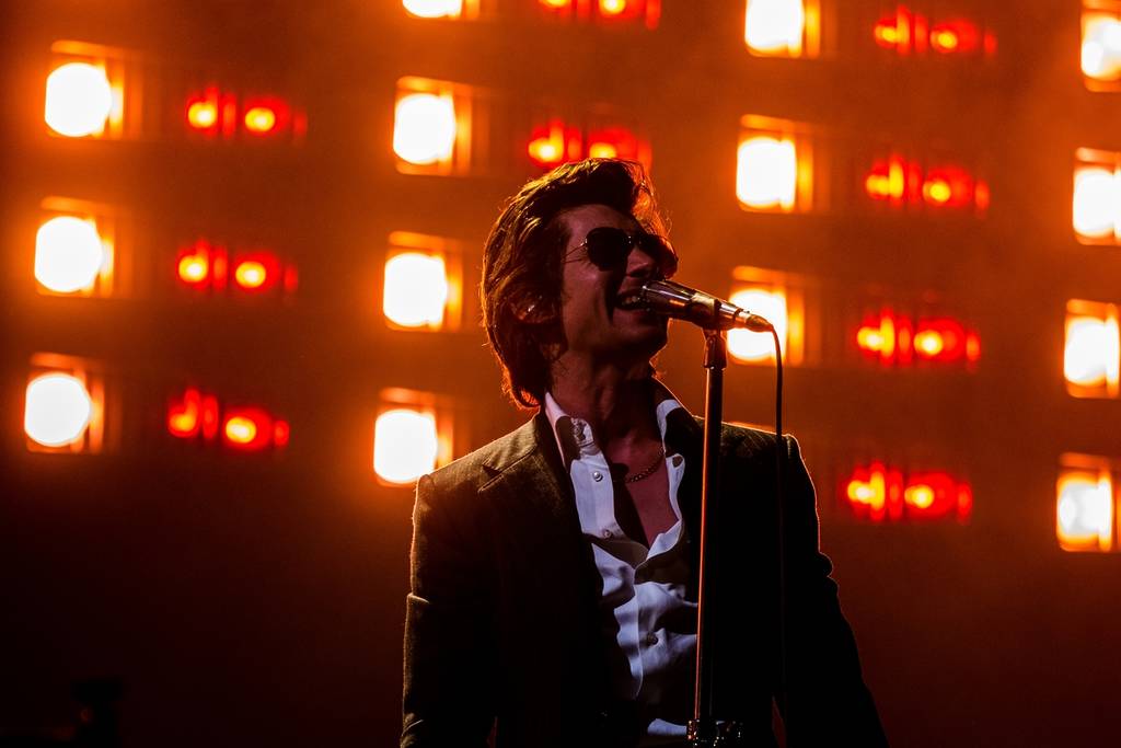 Alex Turner of the Arctic Monkeys onstage at Glastonbury Festival 2023