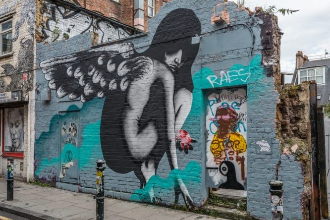 A mural of some street art found on Brick Lane in East London