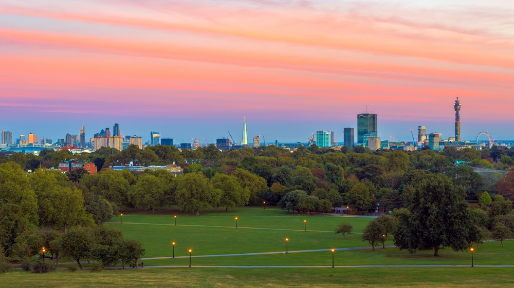 The sunset from atop Primrose Hill, one of the best sunsets in London