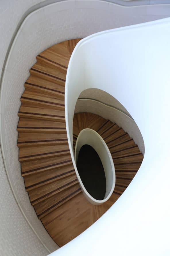 The famous spiral staircase of the Newport Street Gallery in Vauxhall, London, one of the best London art galleries 