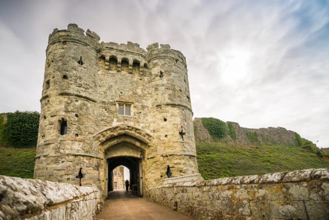 The gate of Carisbrooke Castle on the Isle of Wight 