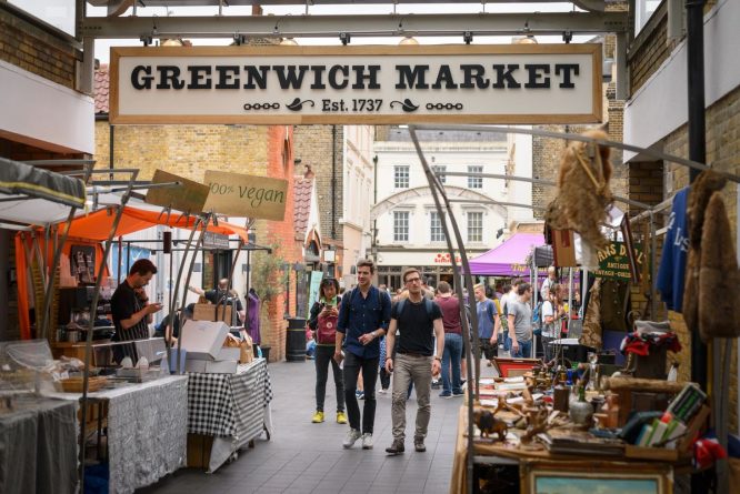 Shopping for antiques at Greenwich Market in UNESCO-listed Greenwich