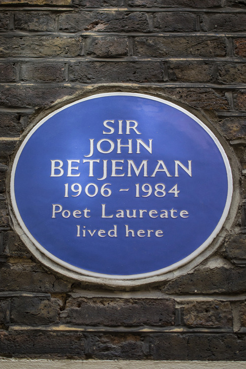 The blue plaque of Sir John Betjeman
