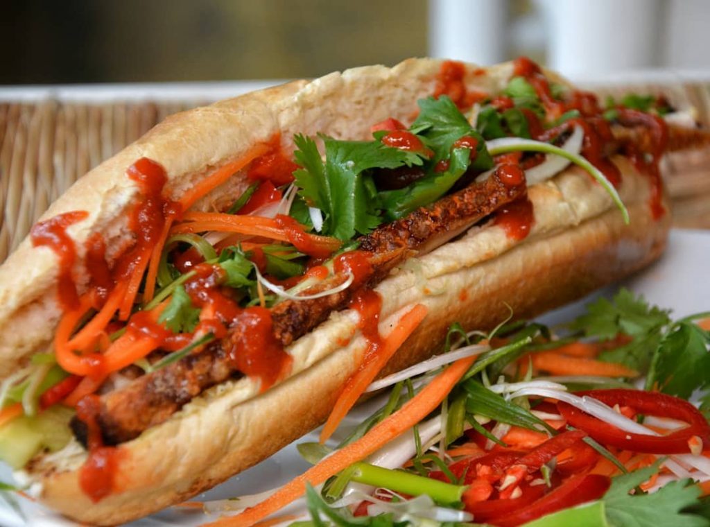 A delicious banh mi baguette served at Uncle Nam's in Stoke Newington