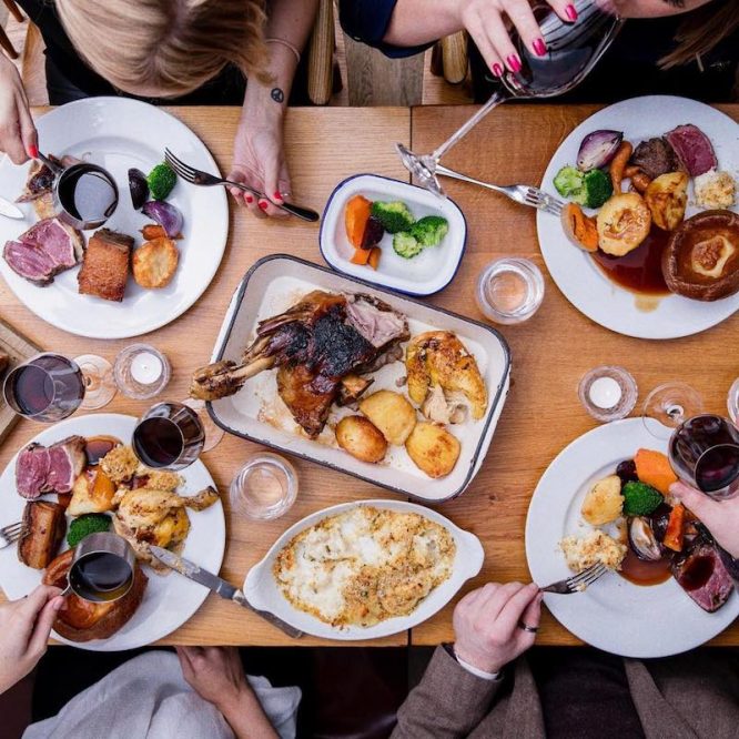 A delicious spread for a Sunday Roast in London