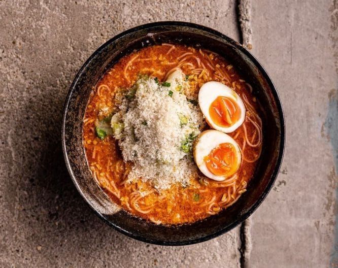 A delicious bowl of steaming ramen served at Supa Ya Ramen in Dalston
