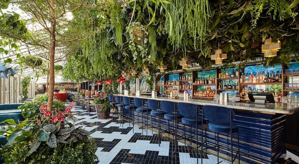 A beautiful, plant-clad interior of SUSHISAMBA in Covent Garden, London