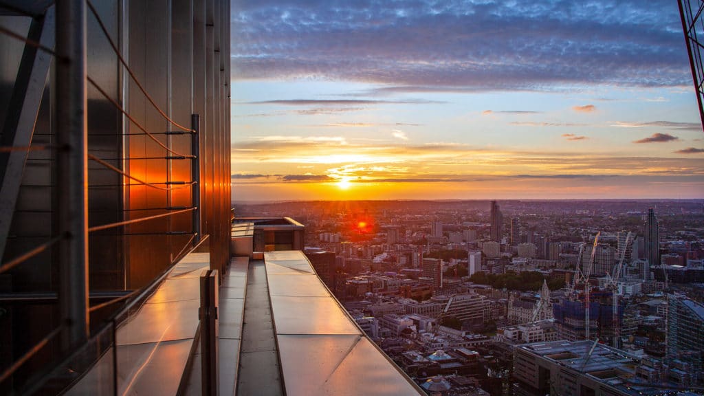a view out over London from the vantage point of SUSHISAMBA