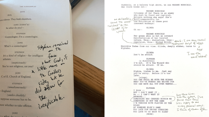 Annotated scripts of The Theory of Everything and Wicked