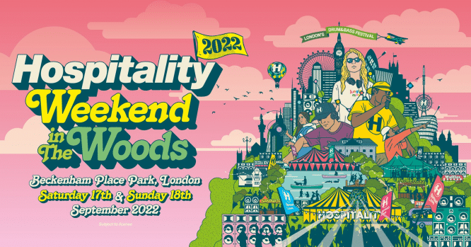 The poster for Hospitality in the Woods, one of the best drum and base London festivals