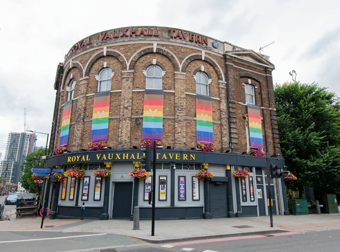 The exterior of the Royal Vauxhall Tavern, one of the best LGBTQ+ venues in London 
