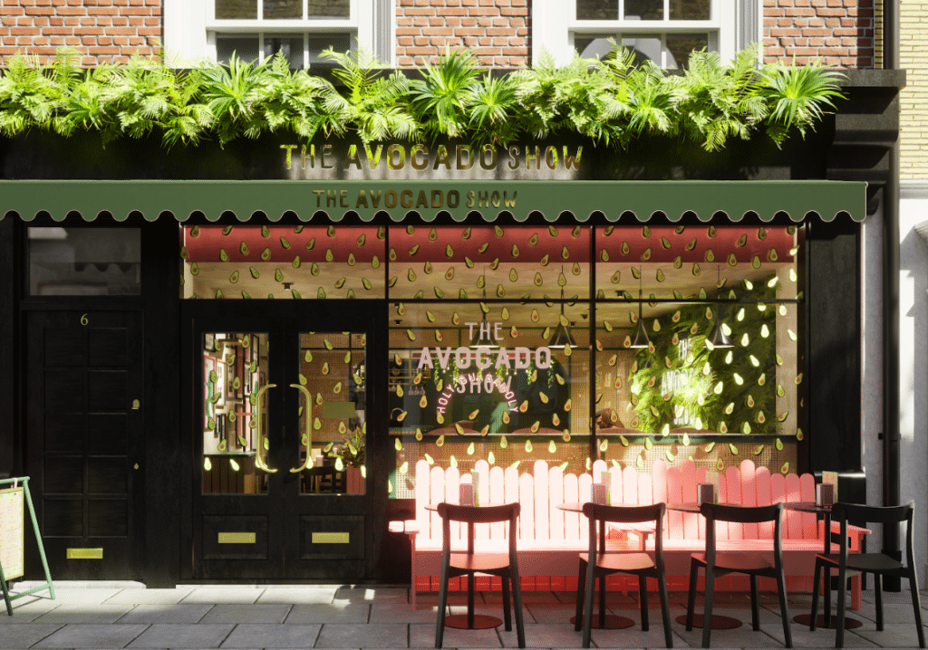 the exterior of one of London's new restaurants, Avocado Show
